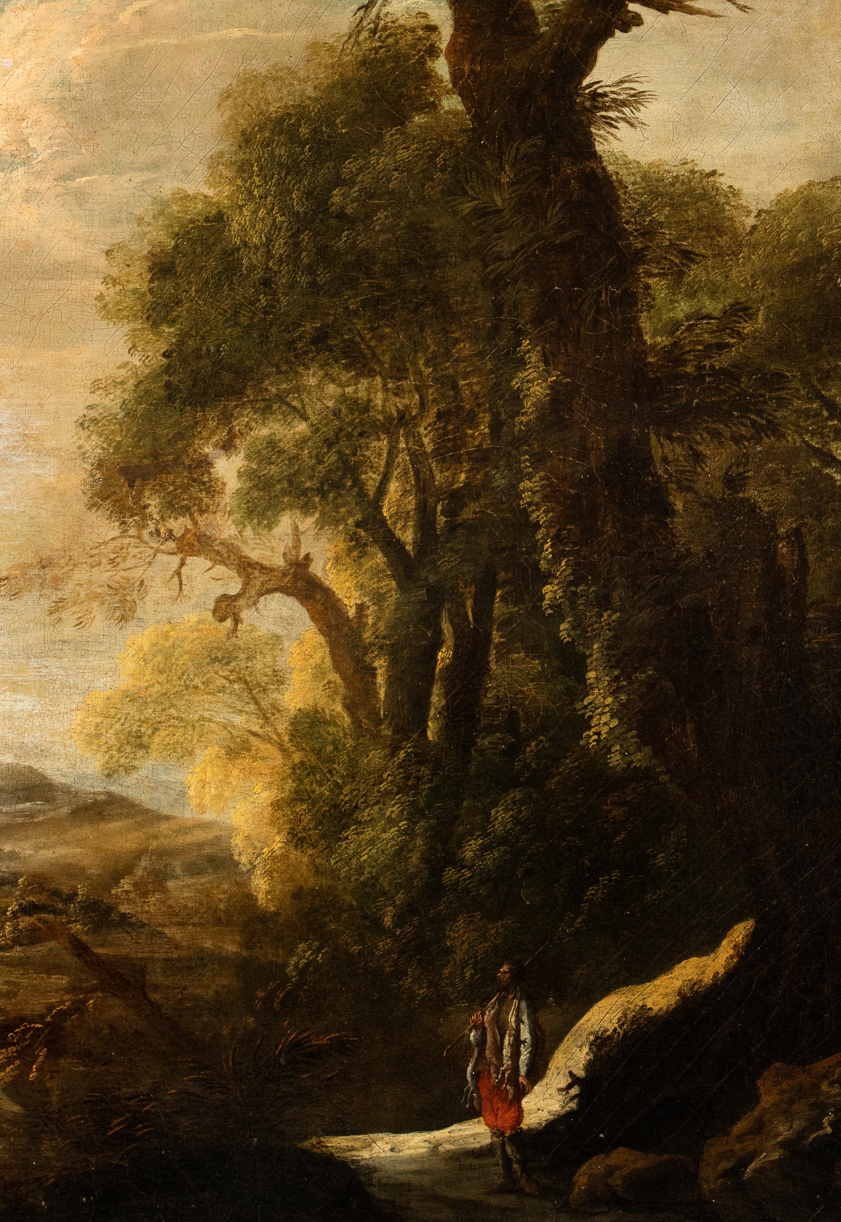 Paesaggio con fiume e cacciatore