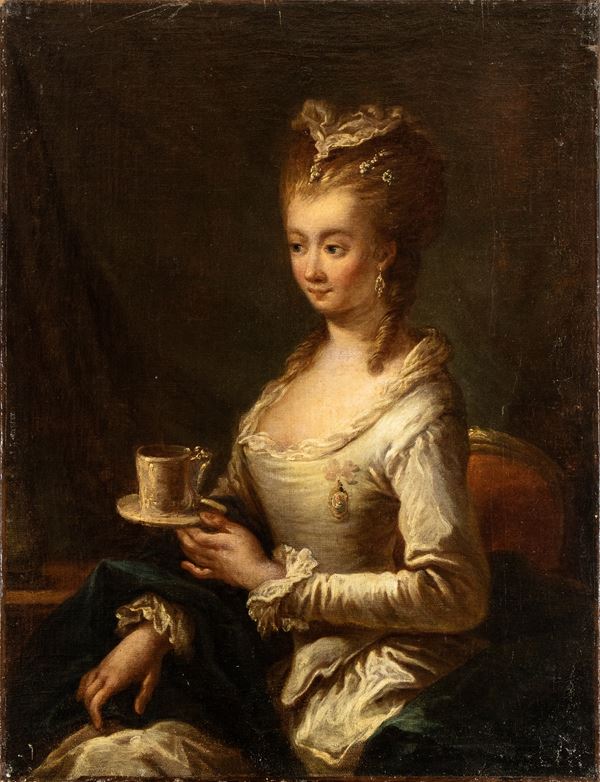 Francesco Fontebasso - Portrait of a lady with teacup