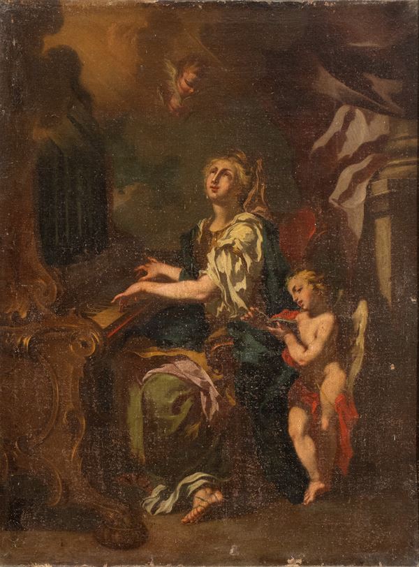 Artista napoletano, fine XVII - inizio XVIII secolo - Saint Cecilia or Allegory of Music