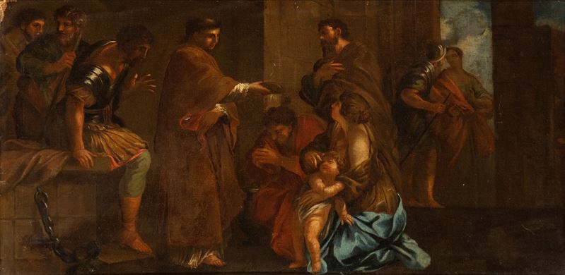Artista Attivo a Roma, XVII Secolo - Battesimo in un Carcere