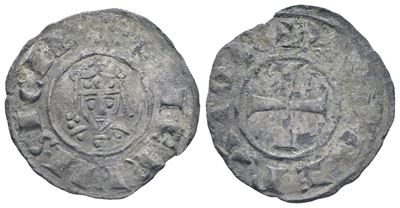 Messina. Regno di Sicilia. Federico II (1197-1250). Denaro. Mi. 0,80gr. Mir 92. Rr. Bb+