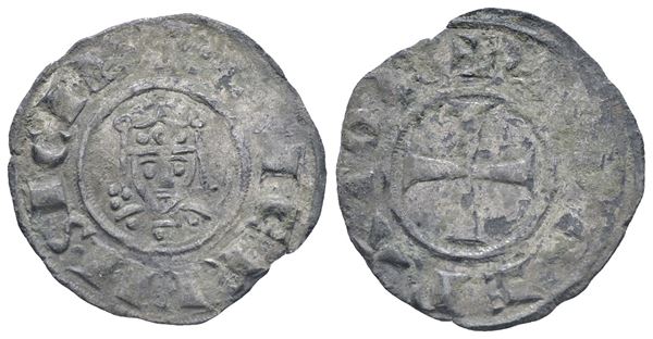 MESSINA. REGNO DI SICILIA. Federico II (1197-1250). Denaro. Mi. 0,80gr. Mir 92. RR. BB+