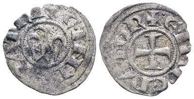 Messina. Regno di Sicilia. Enrico Vi (1194-1197). Denaro. Mi. 0,80gr. Mir 53. Rr. Bb+