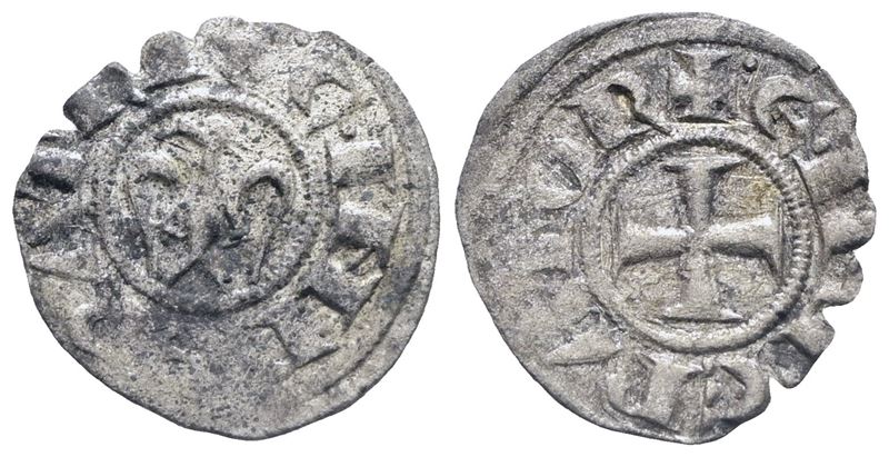 Messina. Regno di Sicilia. Enrico Vi (1194-1197). Denaro. Mi. 0,80gr. Mir 53. Rr. Bb+