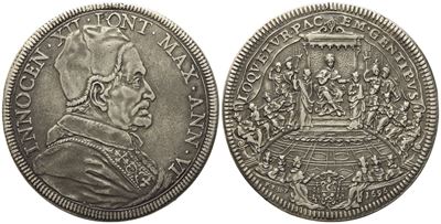Stato Pontificio. Roma. Innocenzo XII (antonio Pignatelli) (1691-1700). Piastra A. Vi / 1696. Cni...