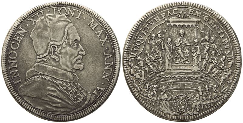 Stato Pontificio. Roma. Innocenzo XII (antonio Pignatelli) (1691-1700). Piastra A. Vi / 1696. Cni...