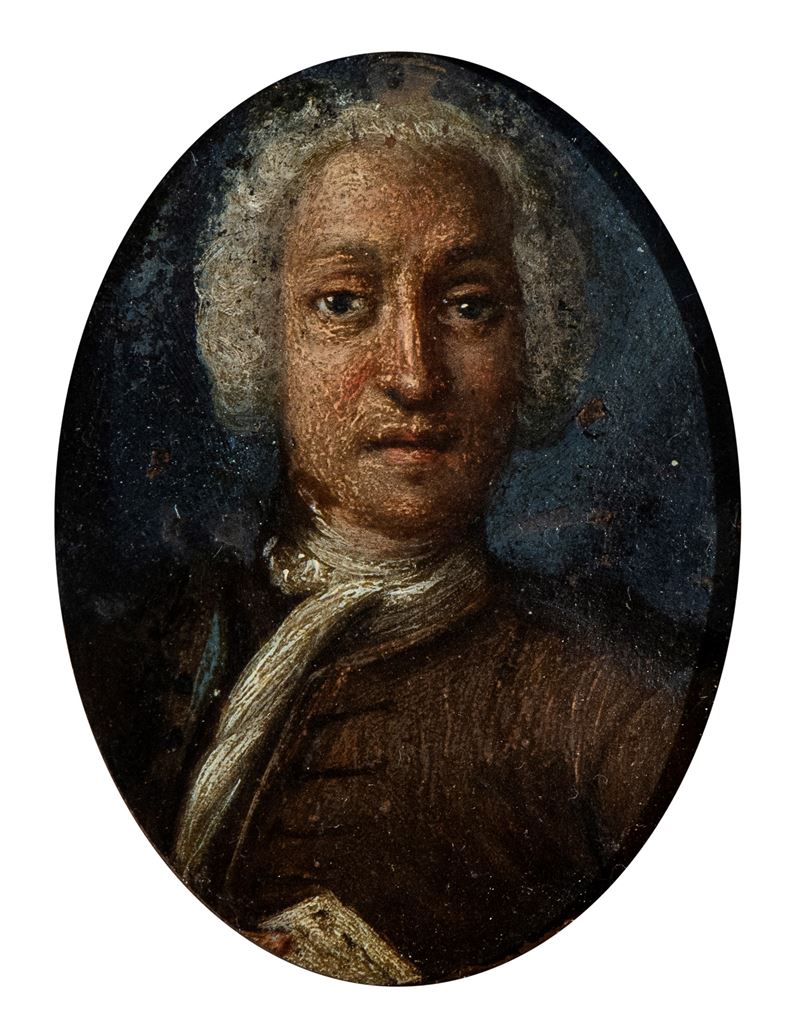 Artista Veneziano, XVIII Secolo - Ritratto di Gentiluomo con Cartiglio