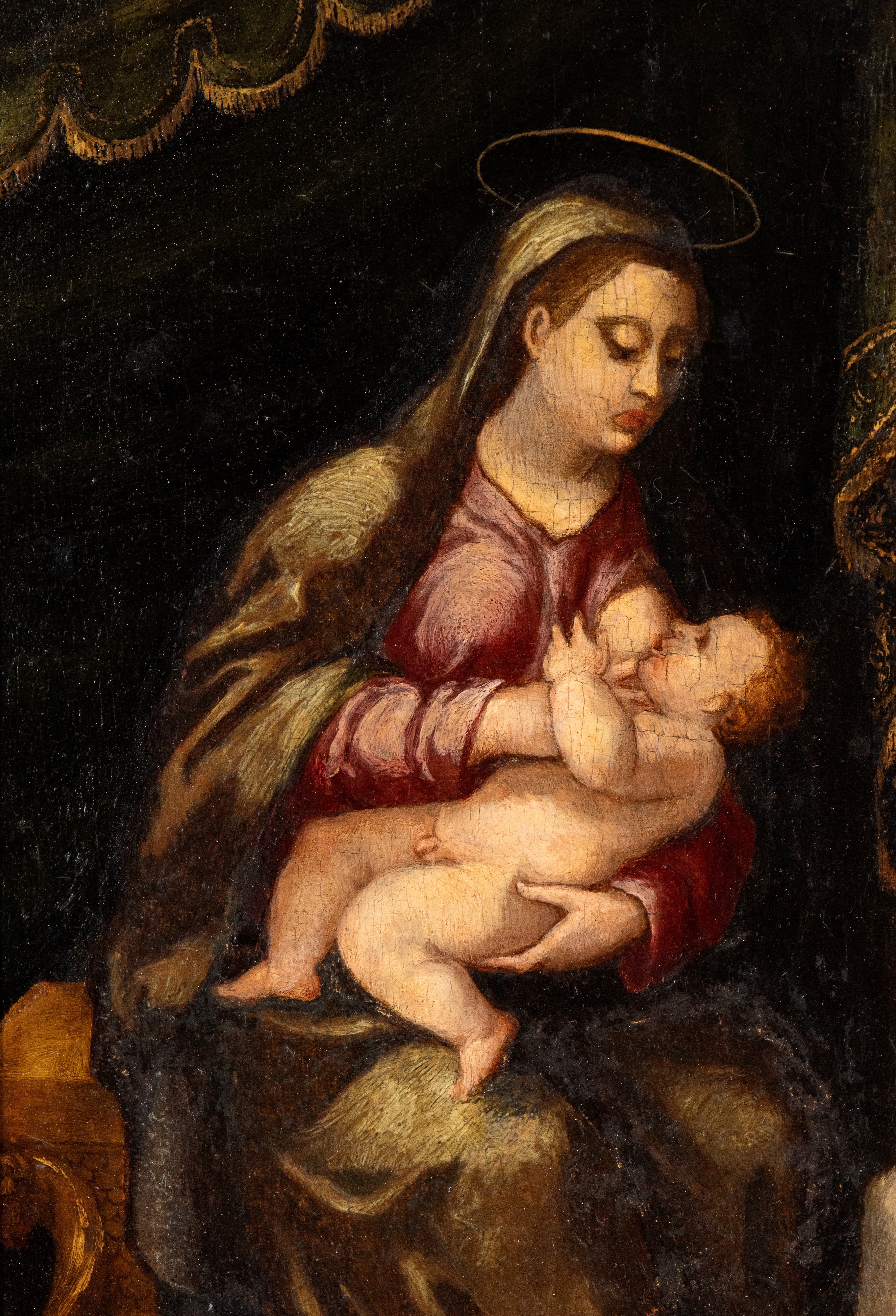 Artista Centro-italiano, XVI Secolo - Madonna Lactans con San Giovannino