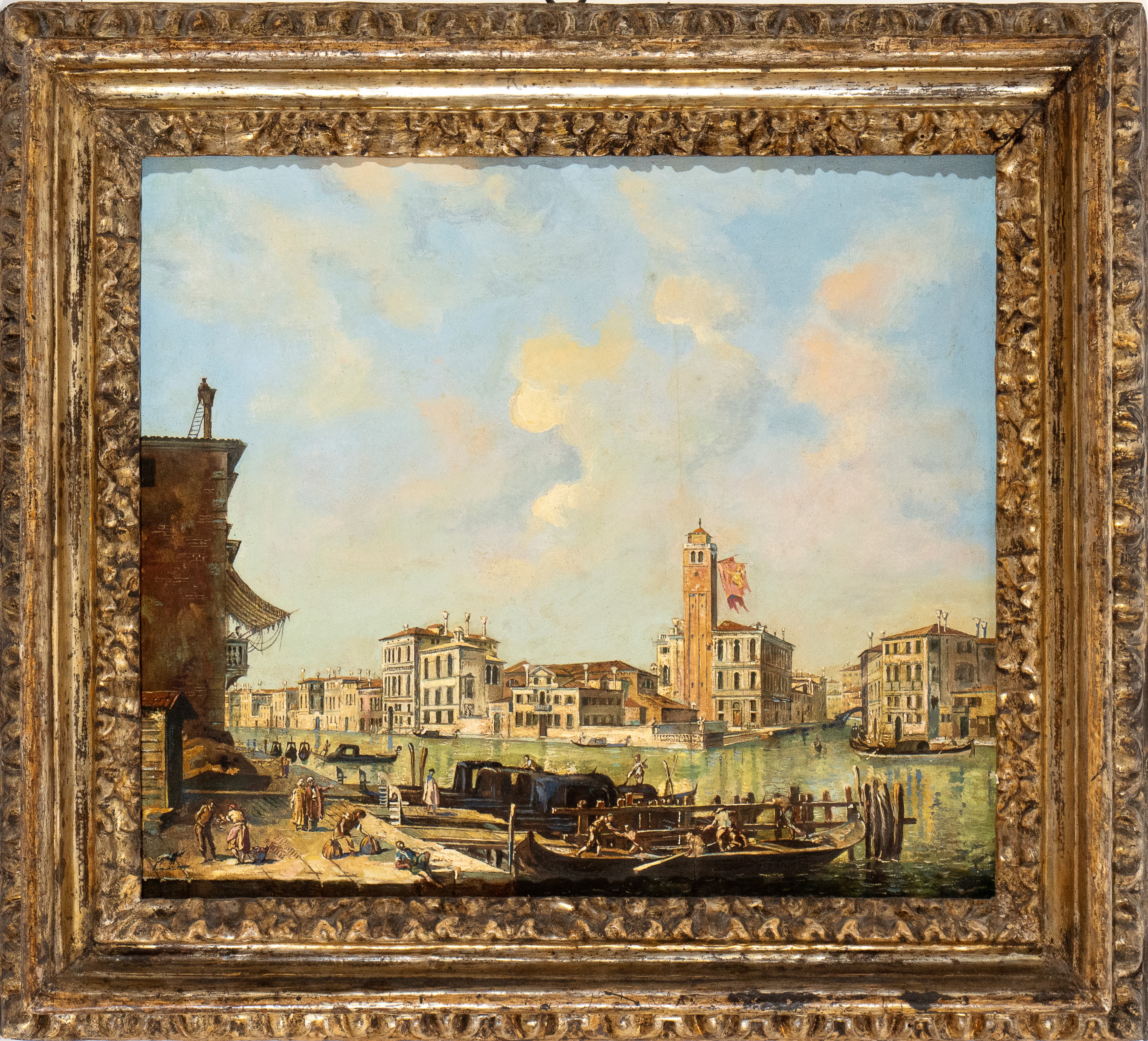 Artista Veneziano, XIX-XX Secolo - Veduta di Venezia con la Chiesa di San Geremia a Cannareggio