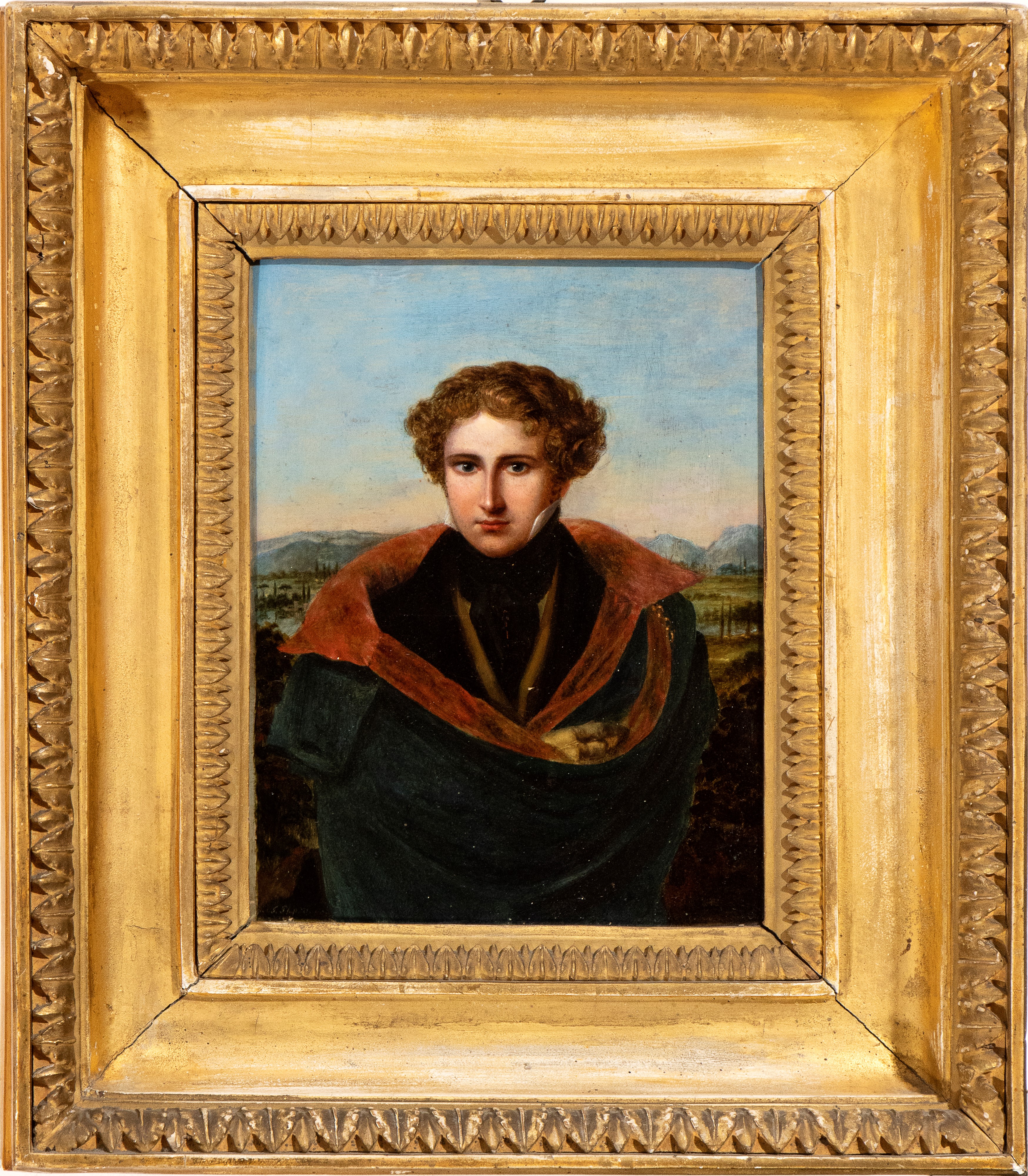 Franciszick Pfnahuser - Autoritratto con le Colline di Firenze sullo Sfondo