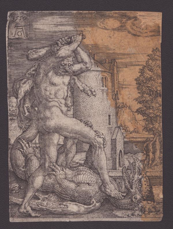 Heinrich Aldegrever - Hercules kills the dragon Ladon