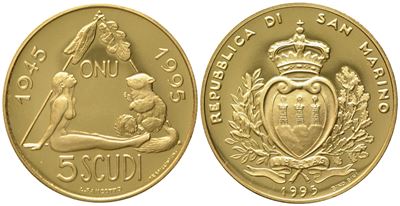 San Marino. 5 Scudi 1995. Au 916,66 (16,96 G)