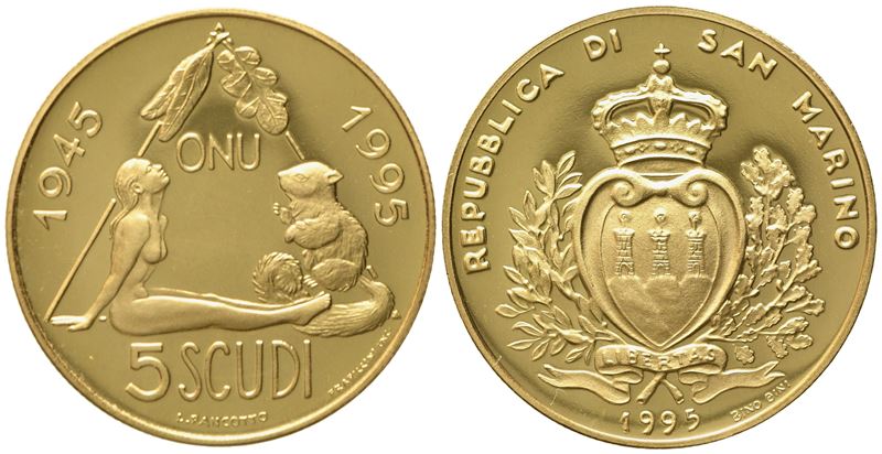 San Marino. 5 Scudi 1995. Au 916,66 (16,96 G)