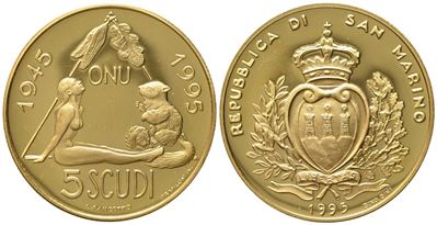 San Marino. 5 Scudi 1995. Au 916,66 (16,96 G)