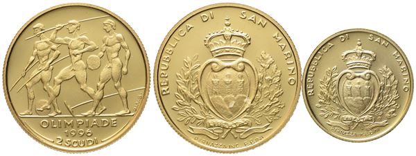 SAN MARINO. 1 e 2 scudi 1996, dittico. Au 916,66 (9,67 g)  - Auction Modern Coins - Bertolami Fine Art - Casa d'Aste