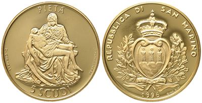 San Marino. 5 Scudi 1996. Au 916,66 (16,96 G)