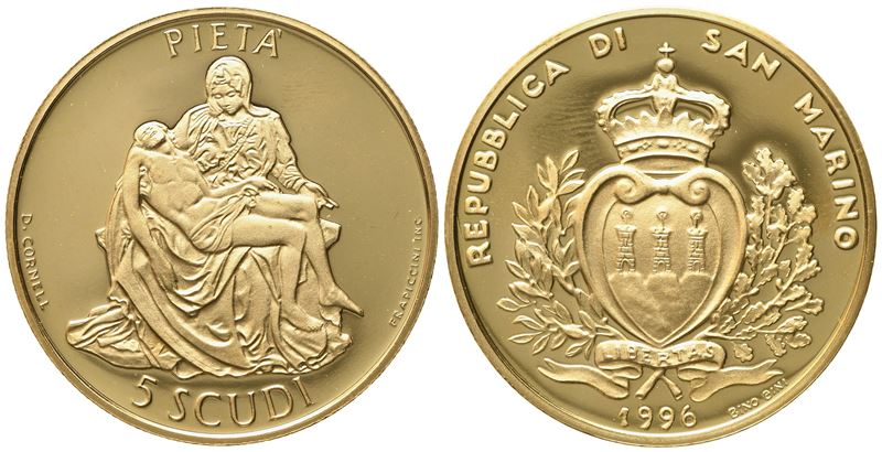 San Marino. 5 Scudi 1996. Au 916,66 (16,96 G)