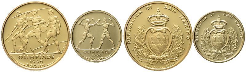 San Marino. 1 e 2 Scudi 1996, Dittico. Au 900 (9,67 G)