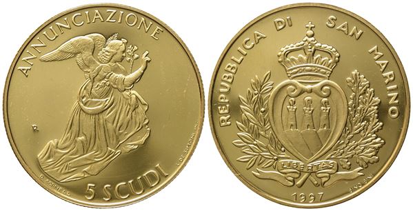 SAN MARINO. 5 scudi 1997. Au 916,66 (16,96 g)