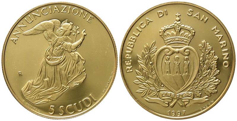 San Marino. 5 Scudi 1997. Au 916,66 (16,96 G)
