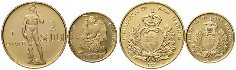 San Marino. 1 e 2 Scudi 1997, Dittico. Au 900 (9,67 G)