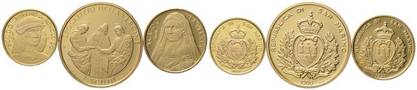 SAN MARINO. 2, 1 e mezzo scudo 1999, trittico. Au 900 (11,28 g)  - Auction Modern Coins - Bertolami Fine Art - Casa d'Aste