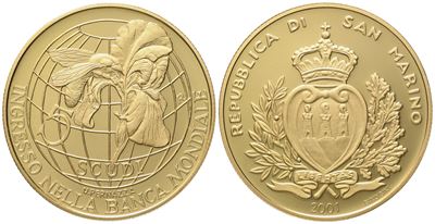 San Marino. 5 Scudi 2001. Au 916,66 (16,96 G)