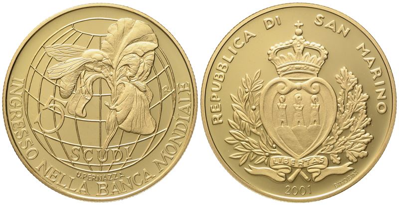 San Marino. 5 Scudi 2001. Au 916,66 (16,96 G)