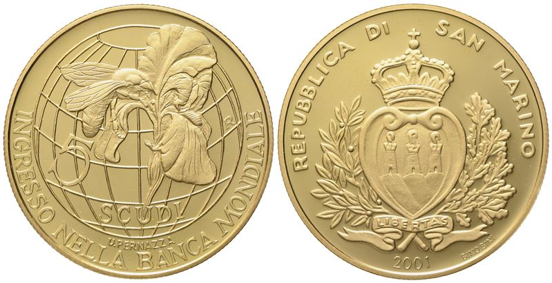 San Marino. 5 Scudi 2001. Au 916,66 (16,96 G)