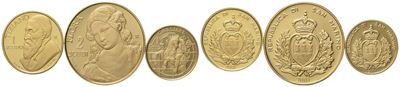 San Marino. 2, 1 e Mezzo Scudo 2001, Trittico. Au 900 (11,28 G)