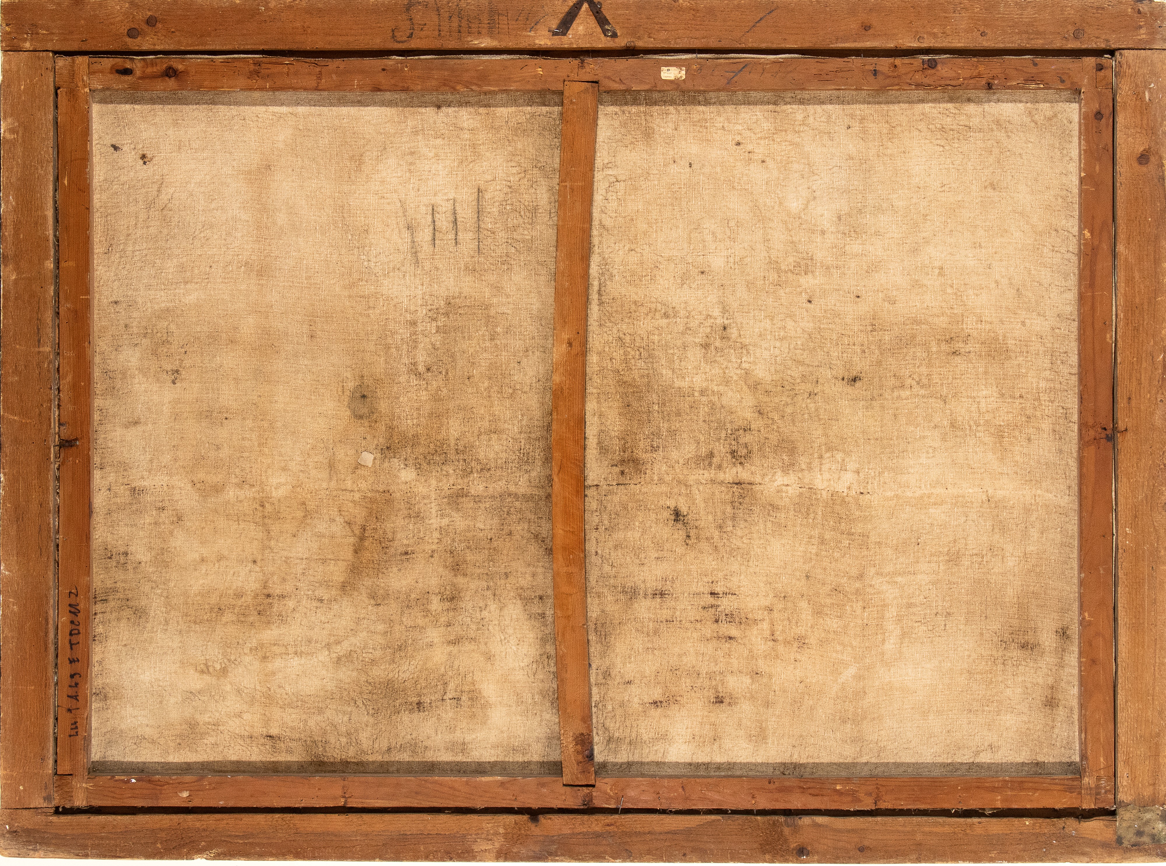 a) Paesaggio con corso d'acqua, cittadella e due figure; b) paesaggio con ponte di legno. Coppia ...