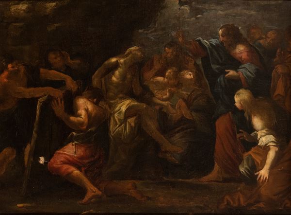 Artista fiammingo, XVII secolo - The resurrection of Lazarus