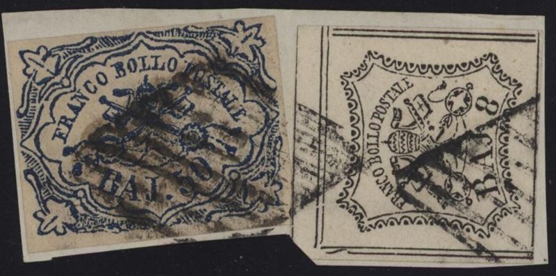 Vaccari, Oliva – Pontificio, Frammento affrancato 50 baj. + 8 baj. (58 baj.)