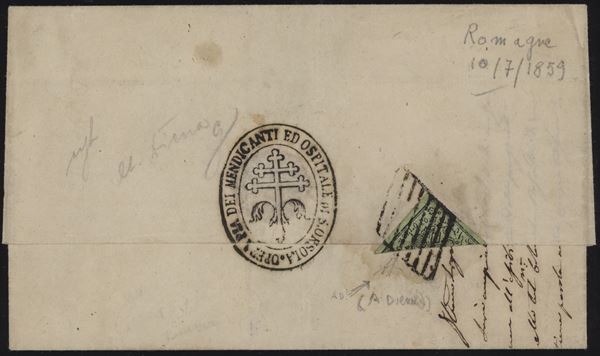 ROMAGNE - PONTIFICAL STAMPS USED DURING THE PROVISIONAL GOVERNMENT
