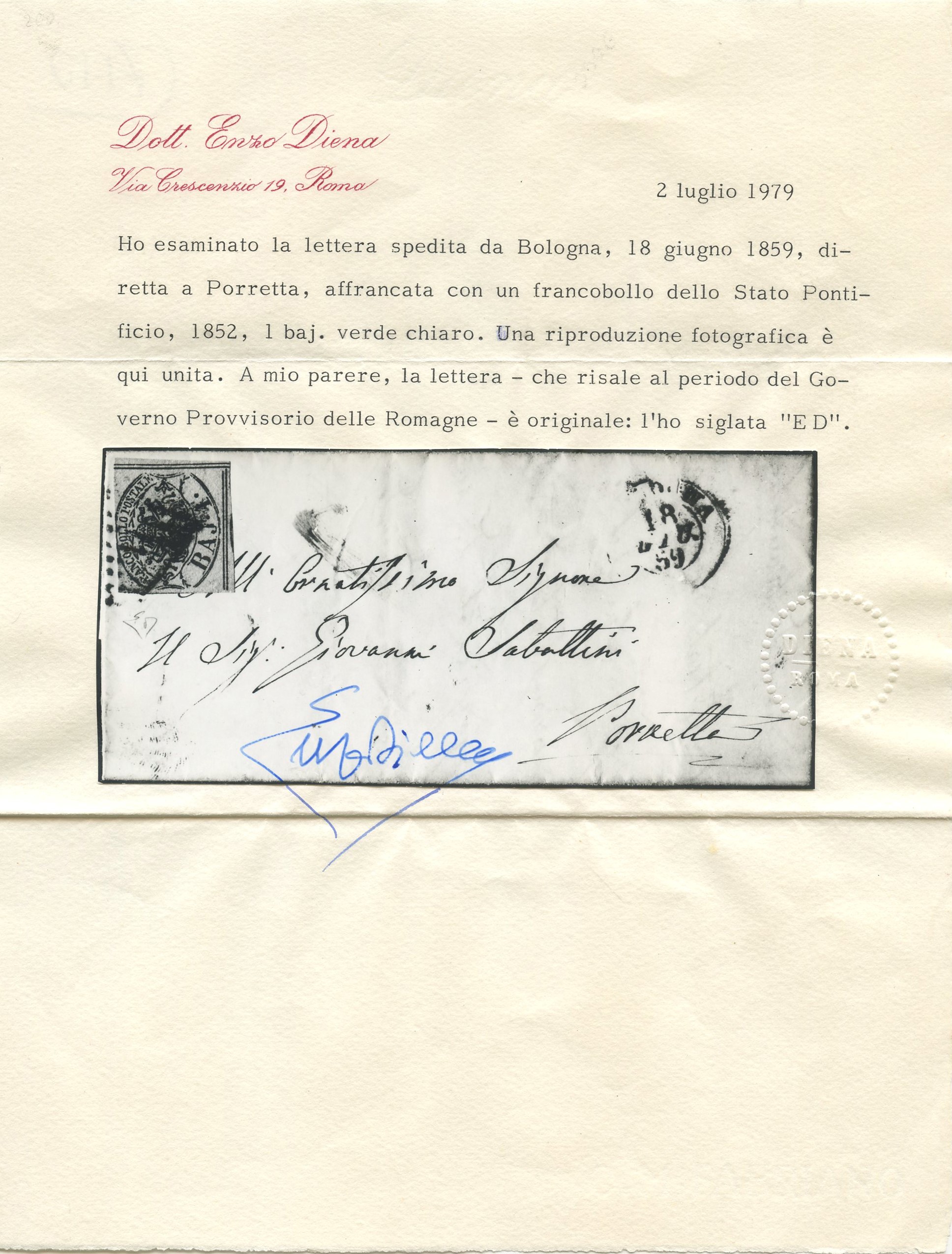 Romagne - Francobolli Pontifici Usati Durante il Governo Provvisorio