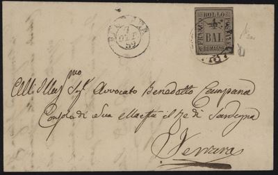 Romagne - Storia Postale, Lettera da Massa Fiscaglia a Ferrara con affrancatura del 1859