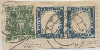 Sardegna, Affrancatura mista con Toscana Governo Provvisorio, 1861