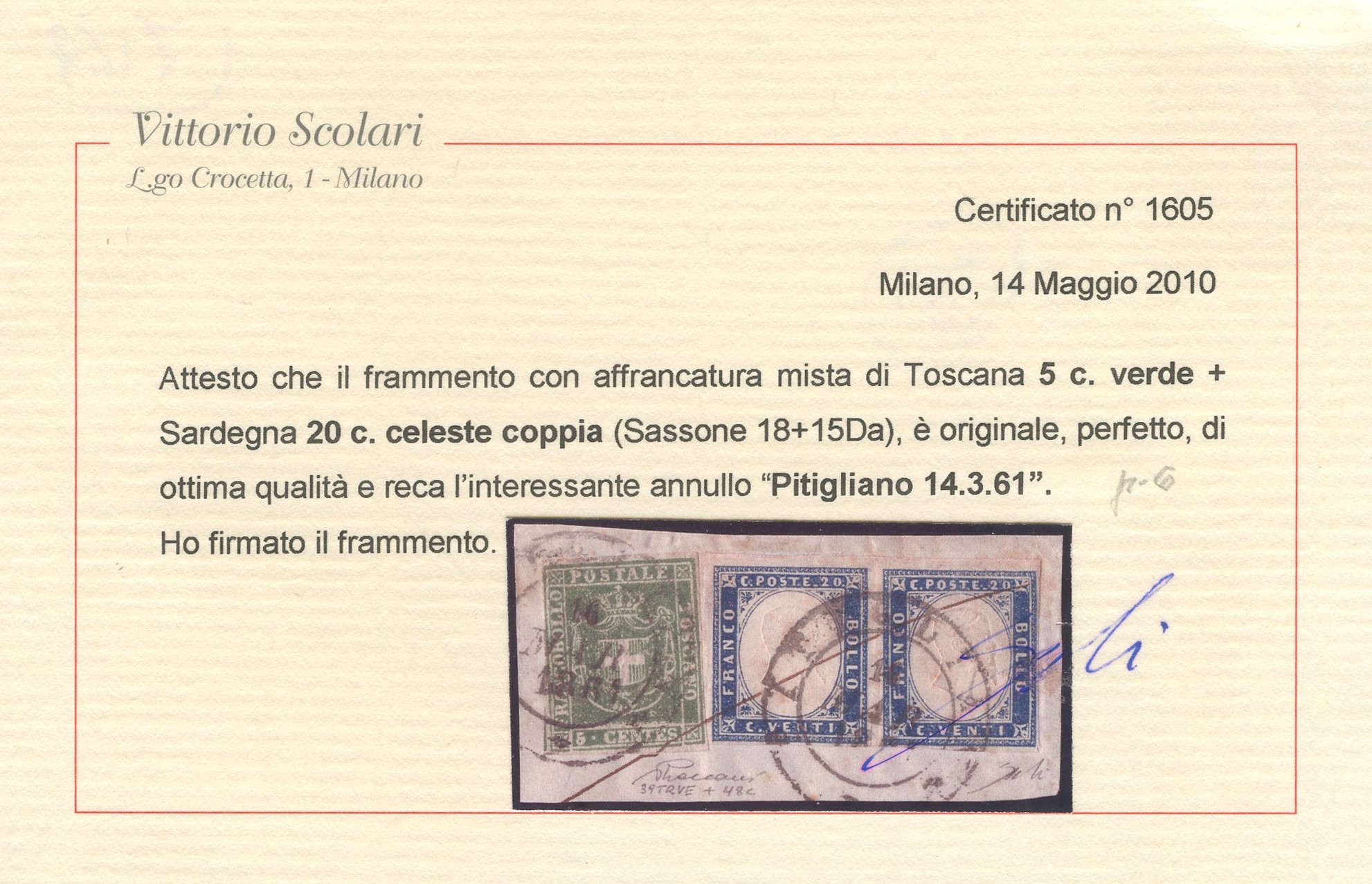 Sardegna - Affrancatura Mista con Toscana Gov. Provvisorio
