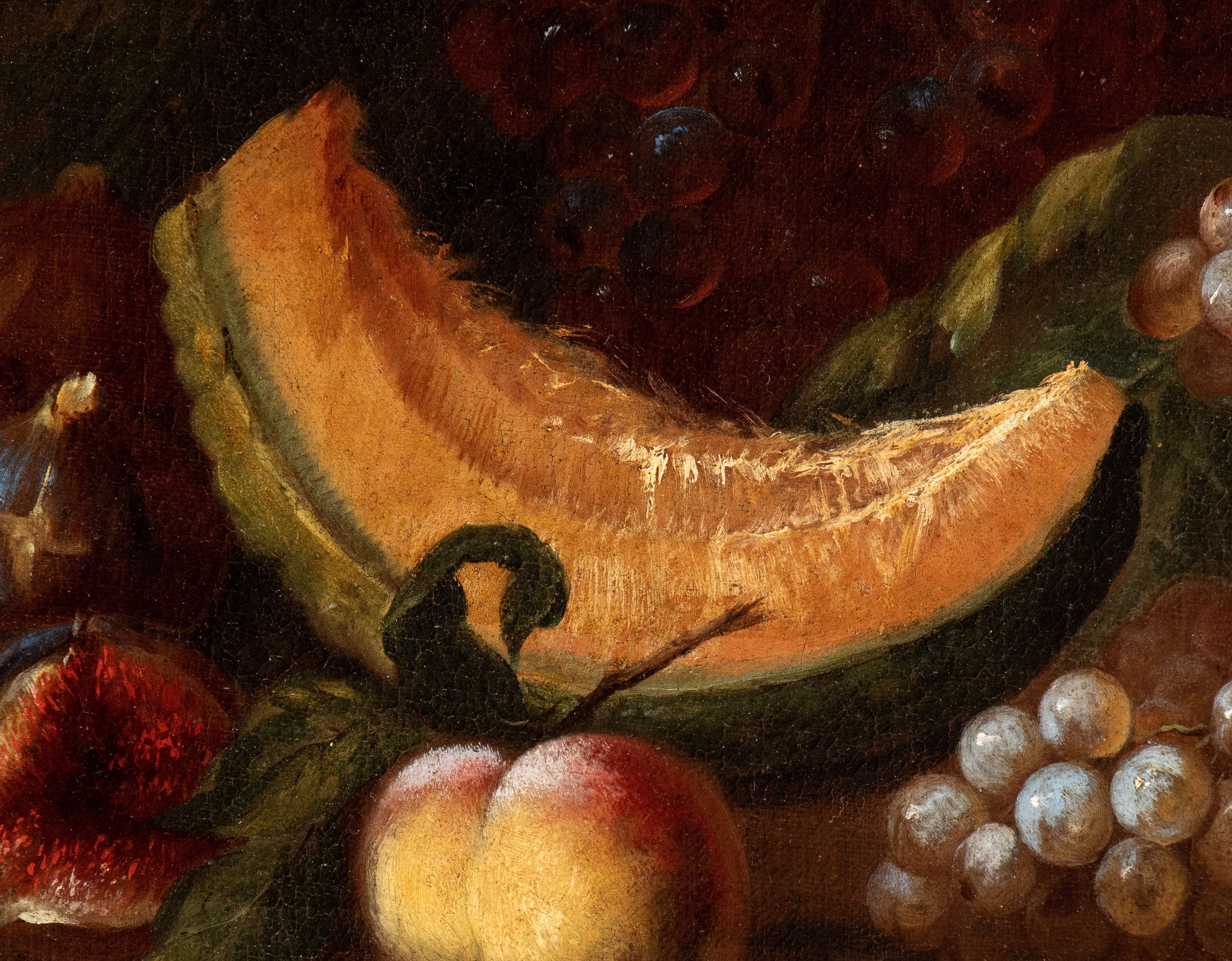 Artista Attivo a Roma, Prima Metà XVIII Secolo - A) Natura Morta di Melone, Fichi, Uva e Pesche; ...