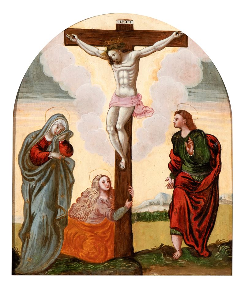 Artista Veneto-cretese, XVI - XVII Secolo - Crocifissione