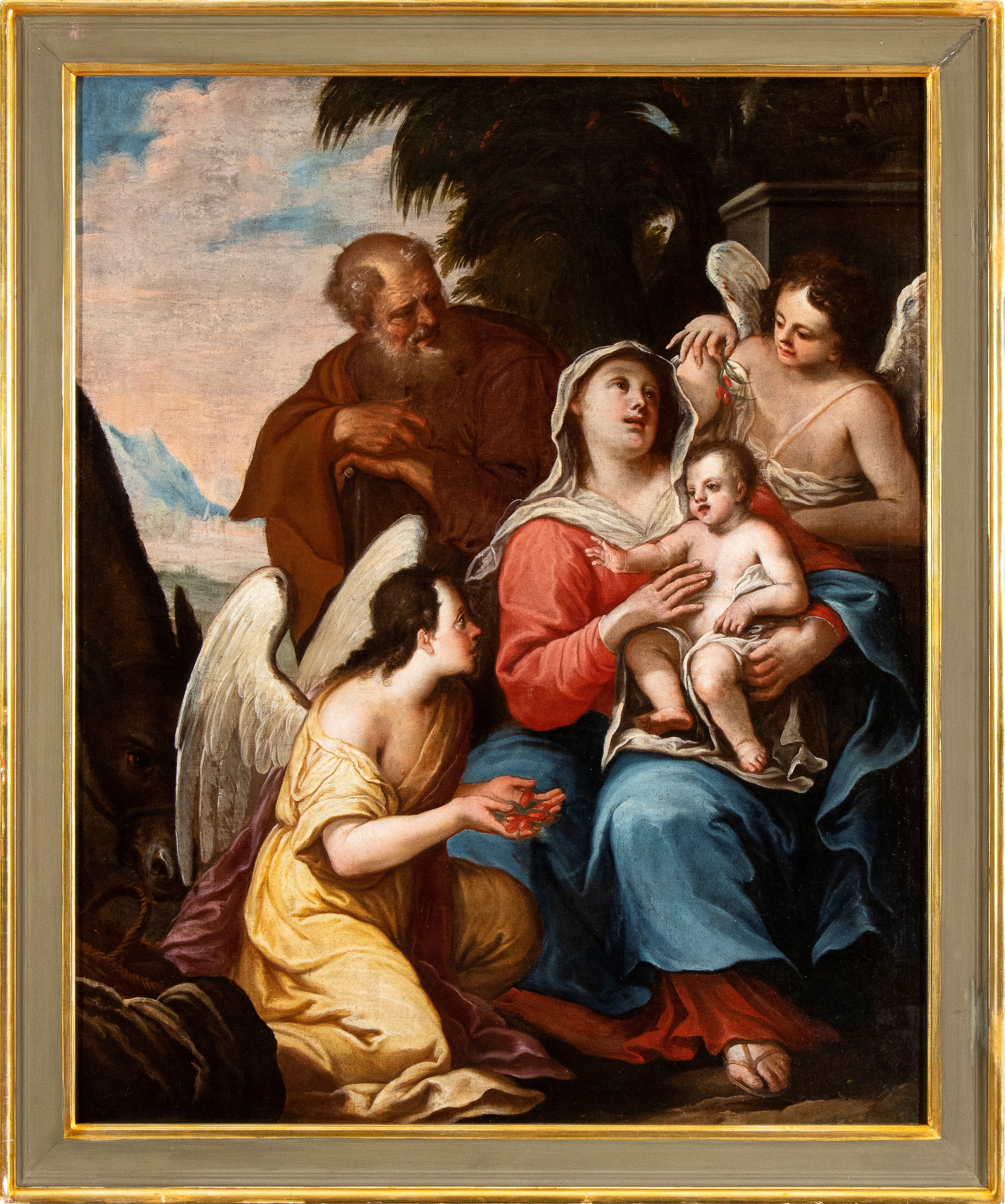 Artista Genovese, XVII Secolo - Riposo Durante la Fuga in Egitto