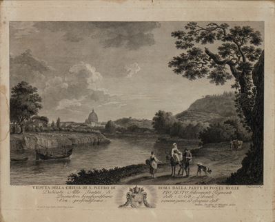 Veduta della Chiesa di S. Pietro di Roma dalla Parte di Ponte Molle