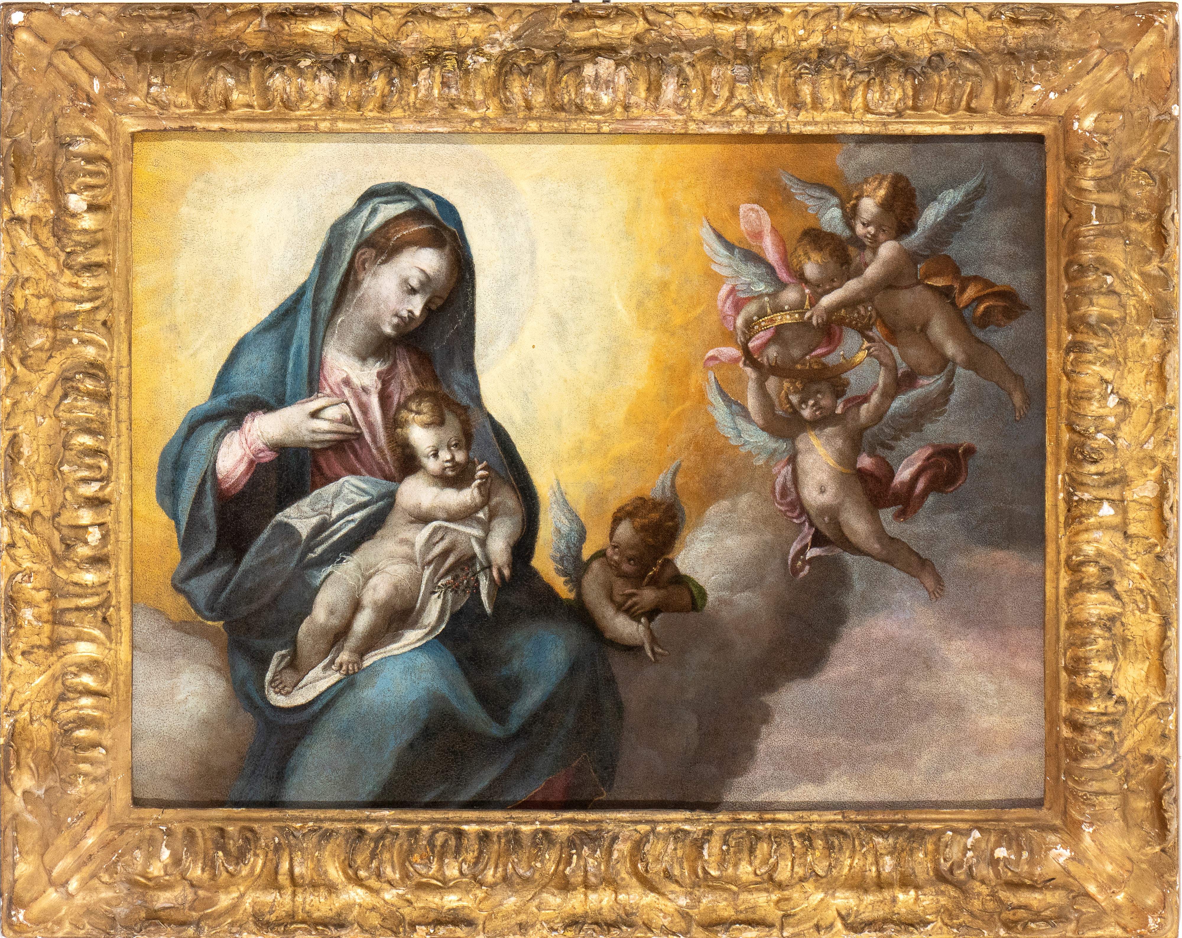 Artista Centro-italiano, XVII Secolo - Madonna Lactans in Gloria