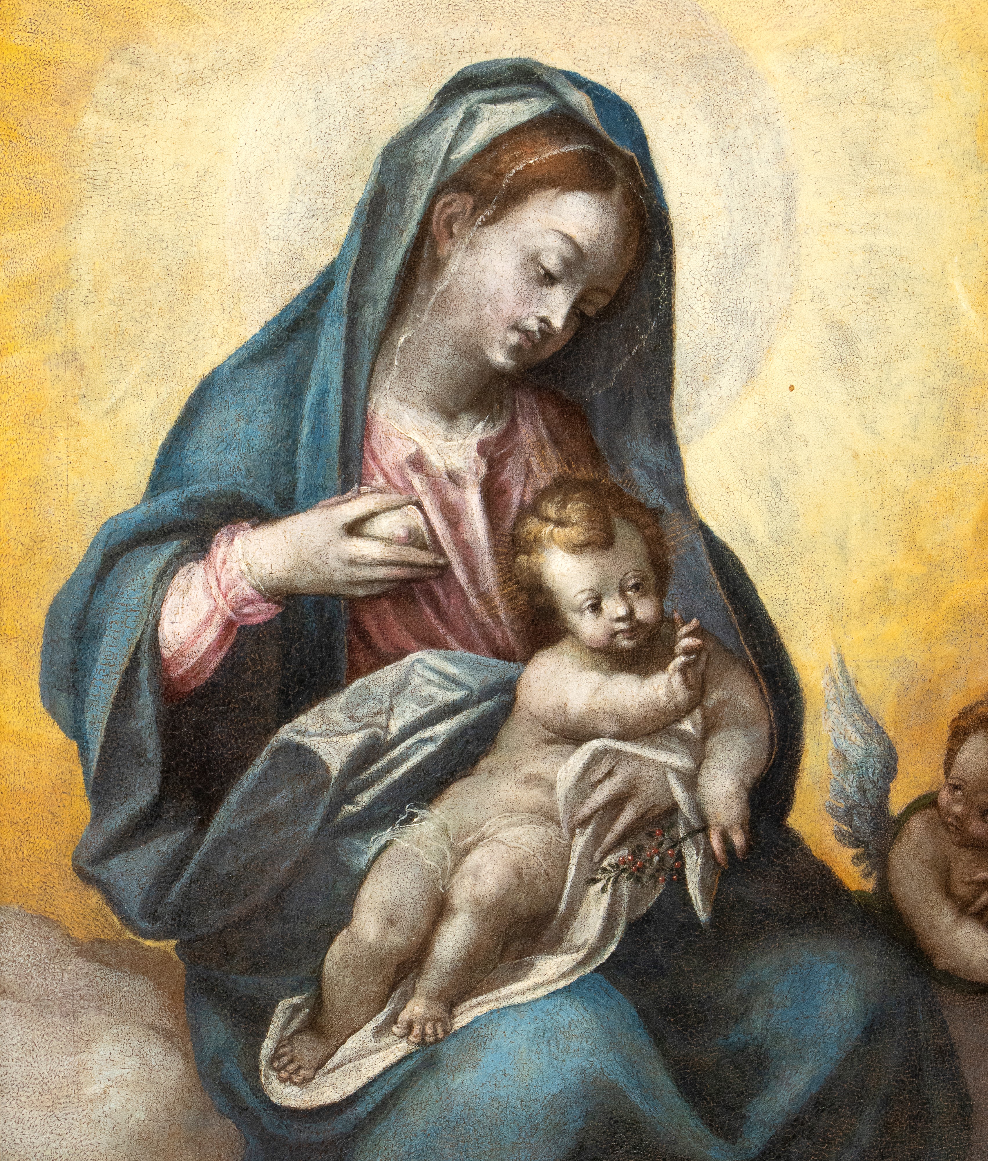 Artista Centro-italiano, XVII Secolo - Madonna Lactans in Gloria