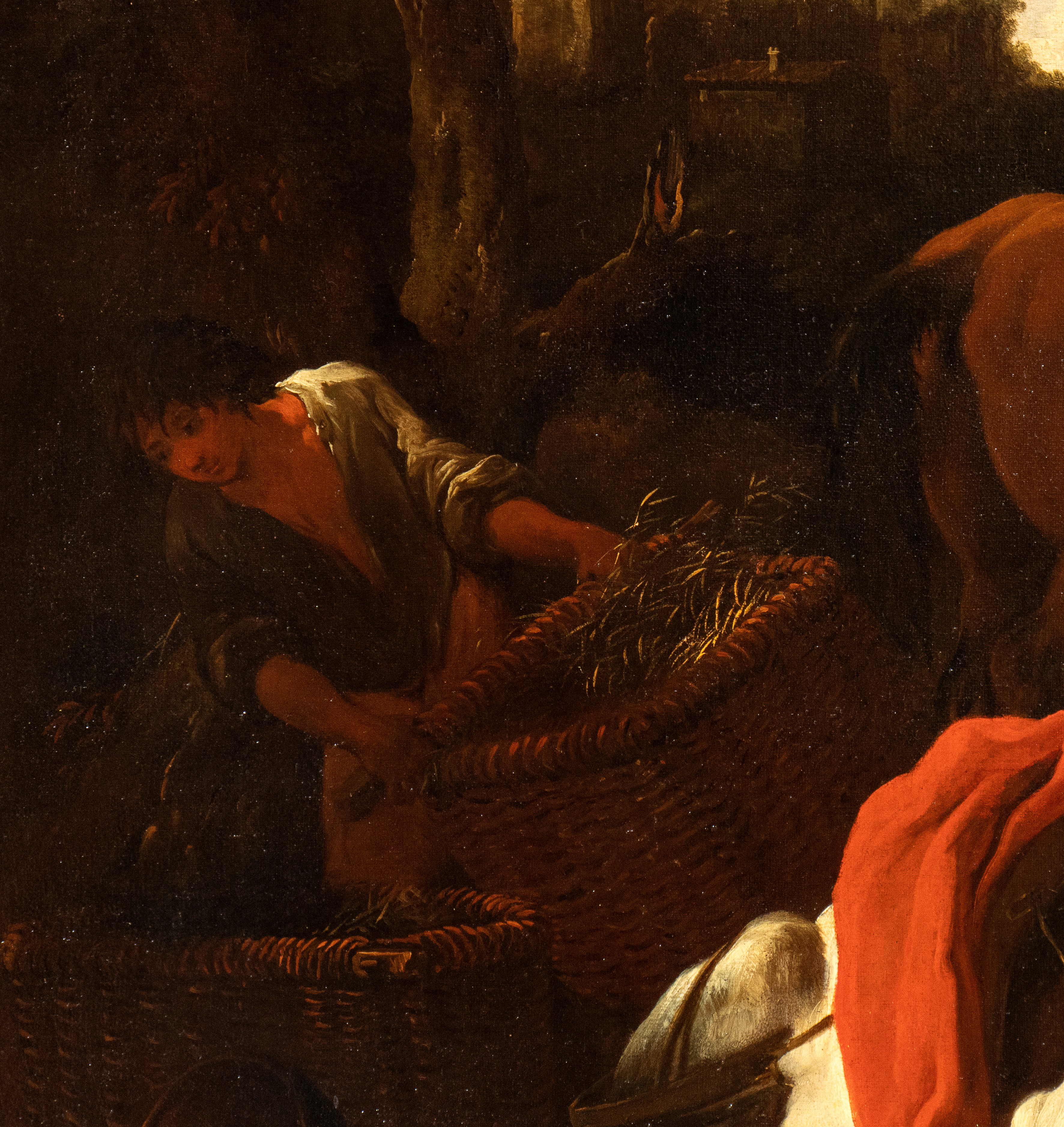 Paesaggio con venditori che dispongono la merce