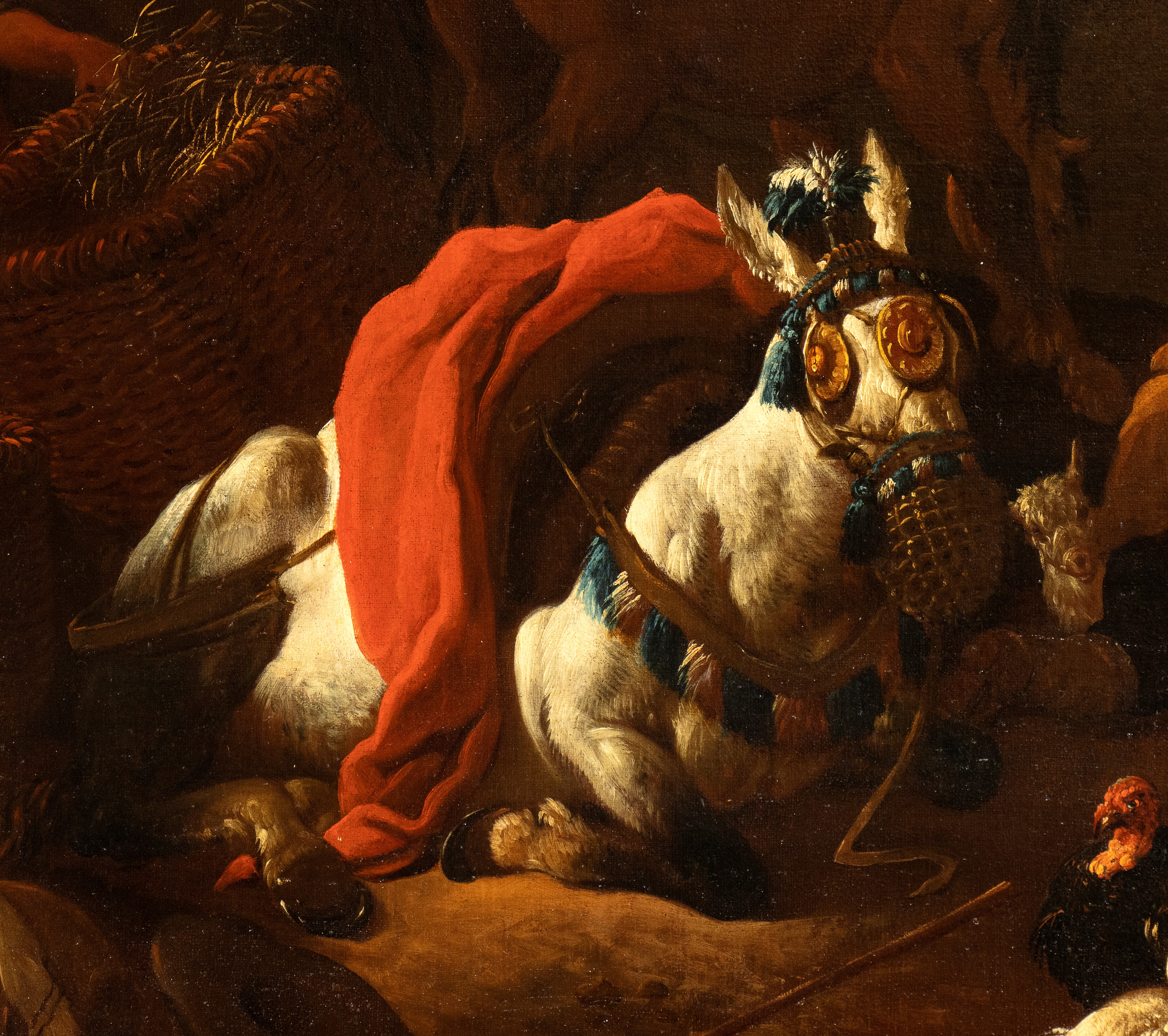 Paesaggio con venditori che dispongono la merce