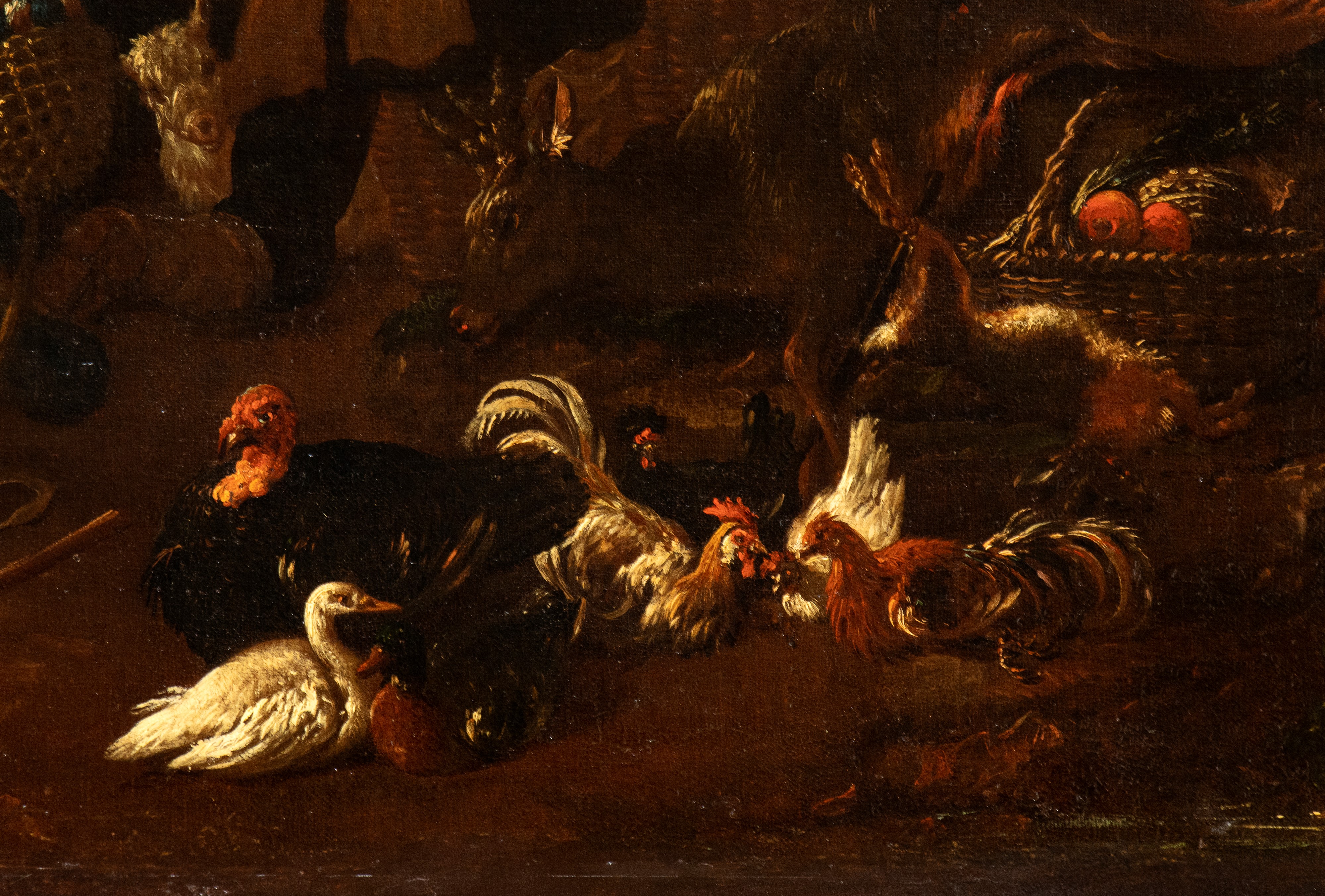 Paesaggio con venditori che dispongono la merce