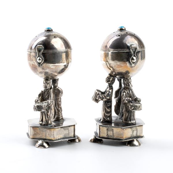 Pair of Russian silver salt shakers