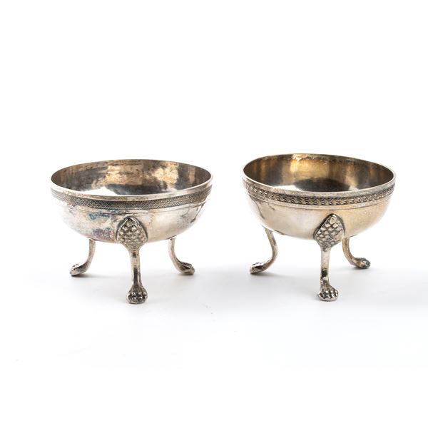 Pair of Italian silver salt cellars