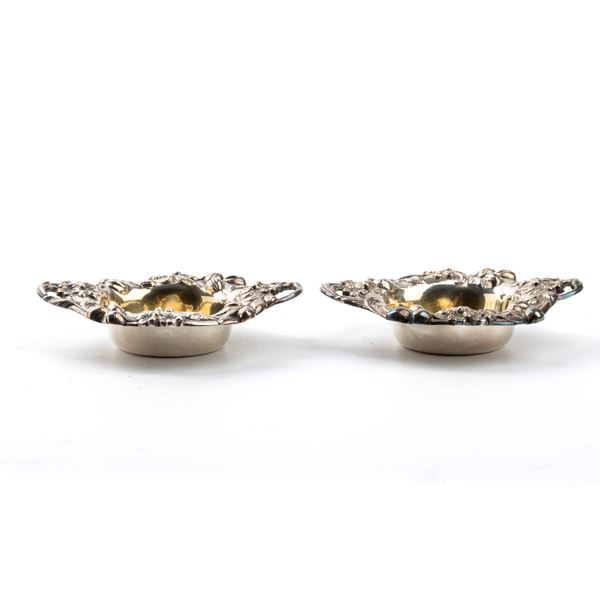 Pair of American sterling silver salt cellars